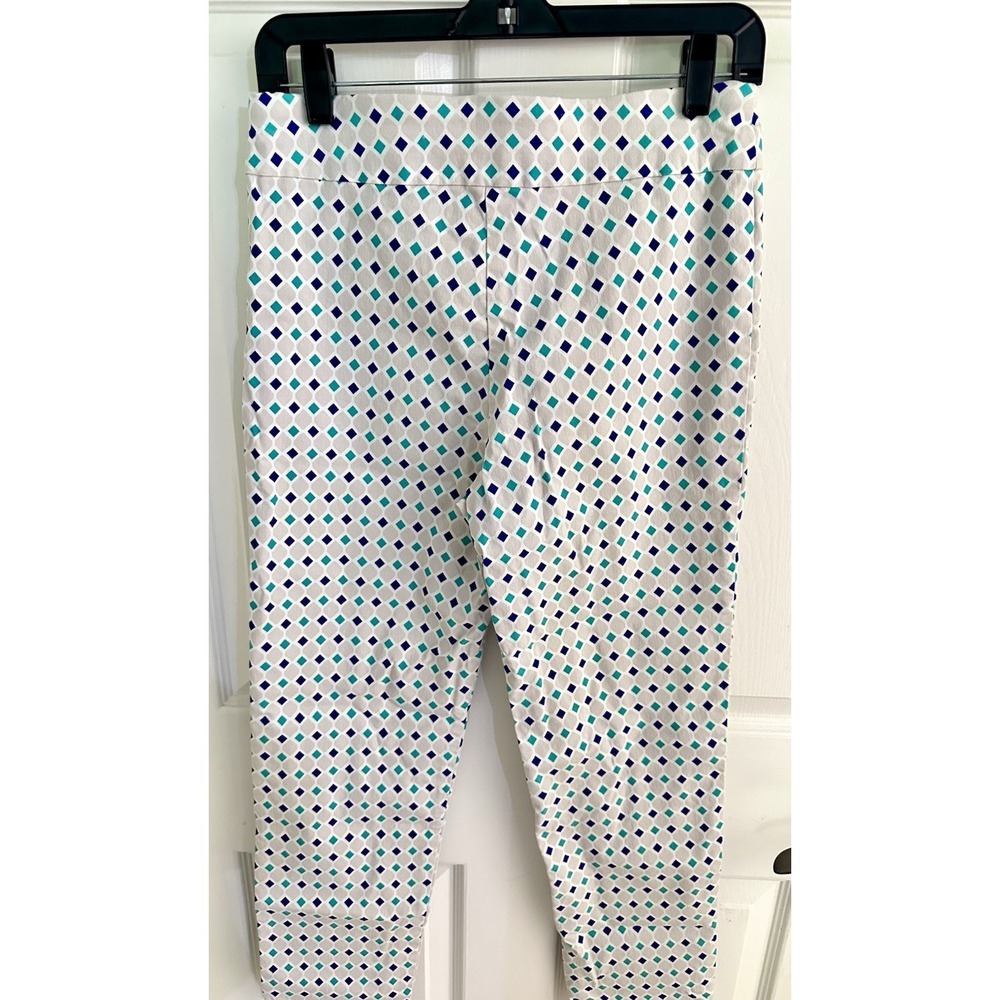Krazy Larry Pull On Pants Cropped Straight Leg Diamond Pattern Women's 10 - Picture 1 of 7
